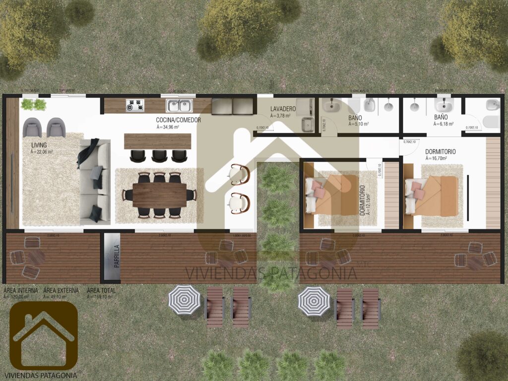 Plano Casa Highland - Viviendas Patagonia