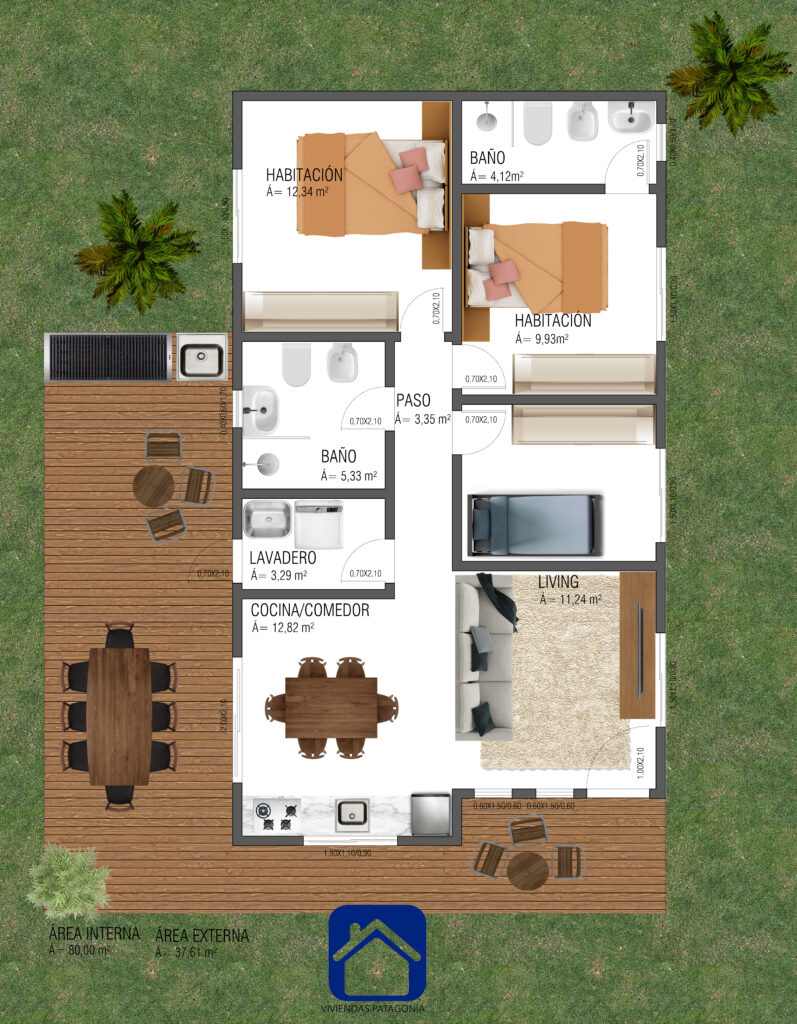 Plano 50m2 - Viviendas Patagonia
